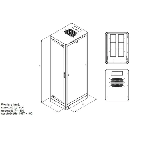 Szafa Rack 19 42u 800x800 Drzwi Szklane
